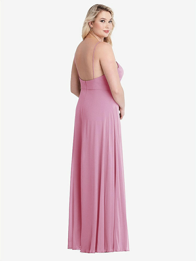 【NEW】【STYLE: LB012】正方形 首 シフォン マキシ ドレス 前面 スリット  -  エリオット【COLOR: Powder Pink】【SIZE: 00-30W】