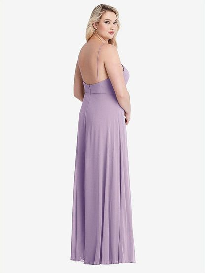 【NEW】【STYLE: LB012】正方形 首 シフォン マキシ ドレス 前面 スリット  -  エリオット【COLOR: Pale Purple】【SIZE: 00-30W】