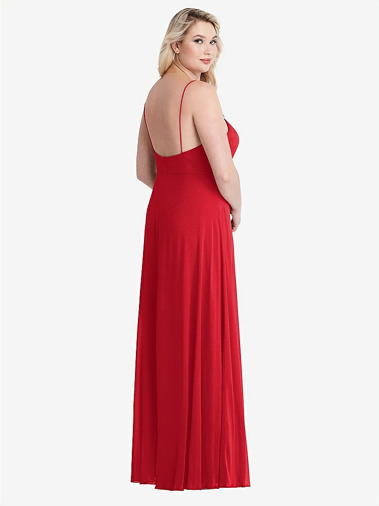 【NEW】【STYLE: LB012】正方形 首 シフォン マキシ ドレス 前面 スリット  -  エリオット【COLOR: Parisian Red】【SIZE: 00-30W】