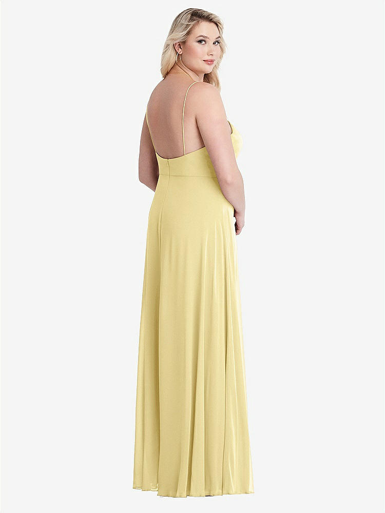 【NEW】【STYLE: LB012】正方形 首 シフォン マキシ ドレス 前面 スリット  -  エリオット【COLOR: Pale Yellow】【SIZE: 00-30W】