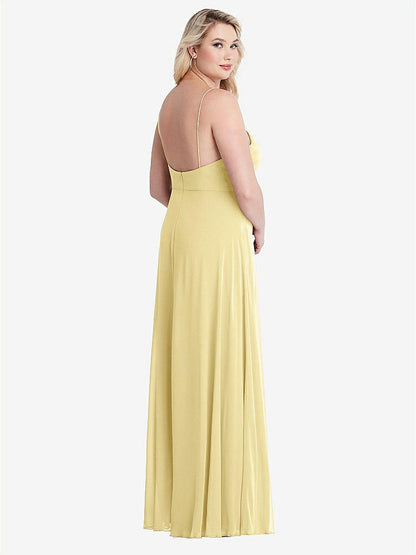【NEW】【STYLE: LB012】正方形 首 シフォン マキシ ドレス 前面 スリット  -  エリオット【COLOR: Pale Yellow】【SIZE: 00-30W】