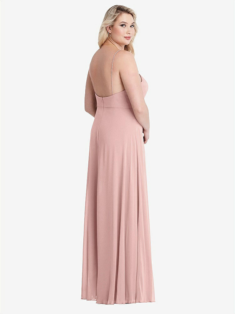 【NEW】【STYLE: LB012】正方形 首 シフォン マキシ ドレス 前面 スリット  -  エリオット【COLOR: Rose - PANTONE Rose Quartz】【SIZE: 00-30W】