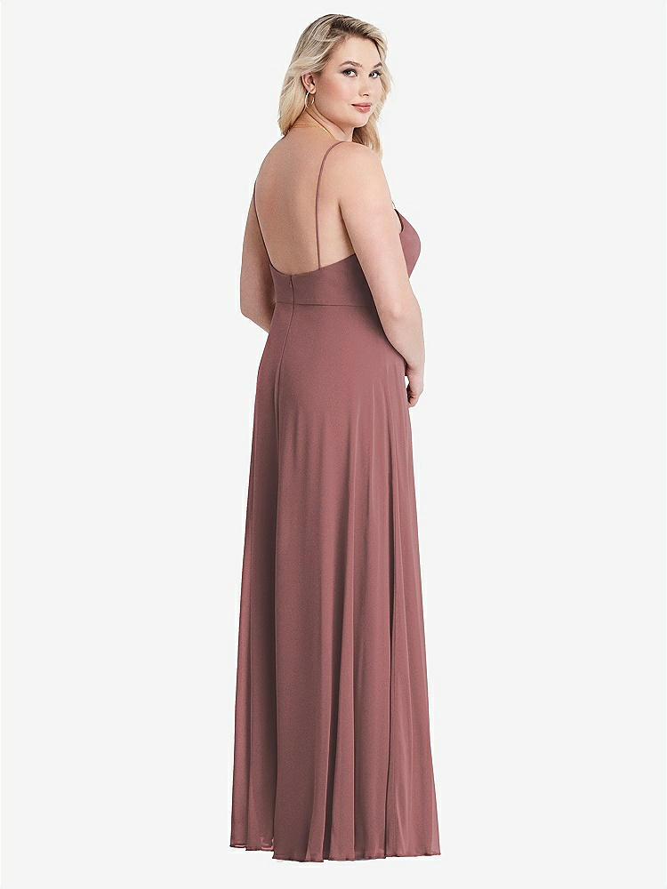 【STYLE: LB012】Square Neck Chiffon Maxi Dress with Front Slit - Elliott【COLOR: Rosewood】