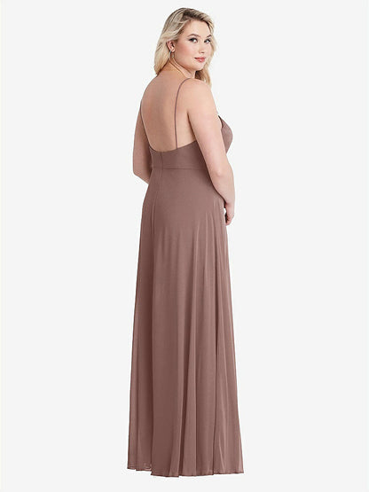 【STYLE: LB012】Square Neck Chiffon Maxi Dress with Front Slit - Elliott【COLOR: Sienna】