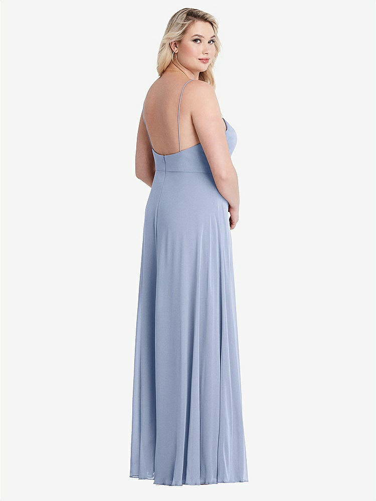 【NEW】【STYLE: LB012】正方形 首 シフォン マキシ ドレス 前面 スリット  -  エリオット【COLOR: Sky Blue】【SIZE: 00-30W】