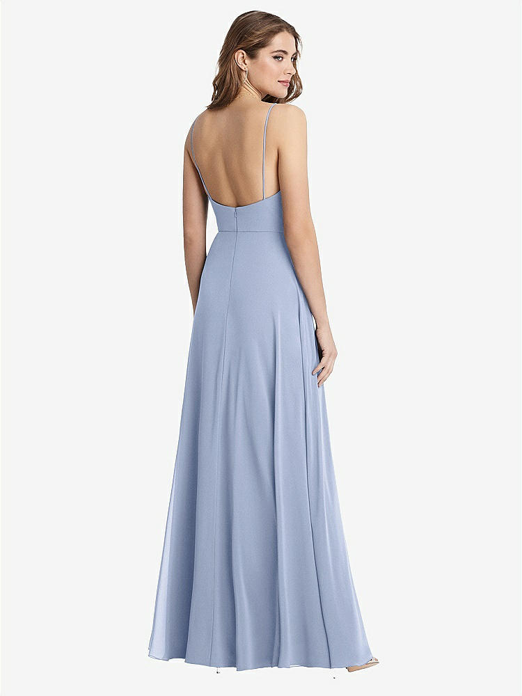 【STYLE: LB012】Square Neck Chiffon Maxi Dress with Front Slit - Elliott【COLOR: Sky Blue】