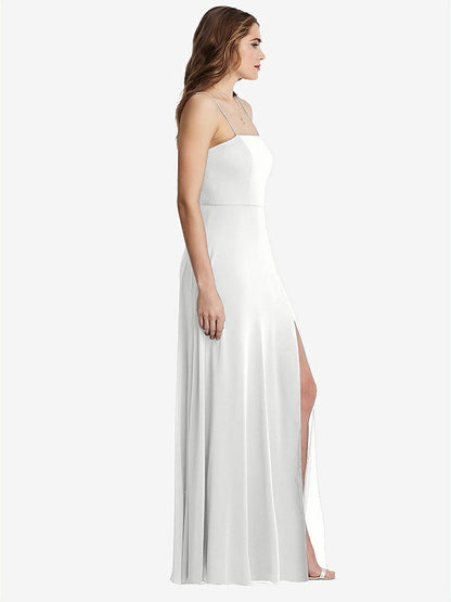 【STYLE: LB012】Square Neck Chiffon Maxi Dress with Front Slit - Elliott【COLOR: White】