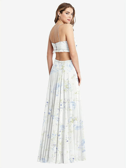 【STYLE: LB014】Ruffled Chiffon Cutout Maxi Dress - Jessie【COLOR: Bleu Garden】