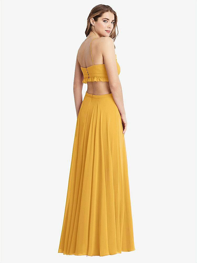 【STYLE: LB014】Ruffled Chiffon Cutout Maxi Dress - Jessie【COLOR: NYC Yellow】