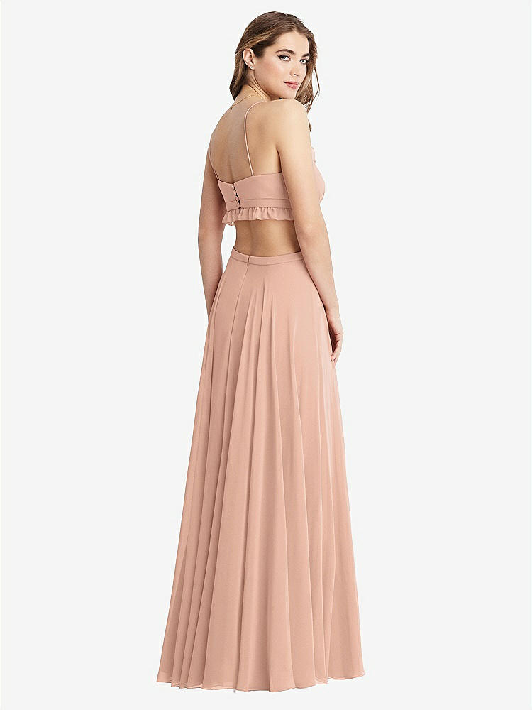 【STYLE: LB014】Ruffled Chiffon Cutout Maxi Dress - Jessie【COLOR: Pale Peach】