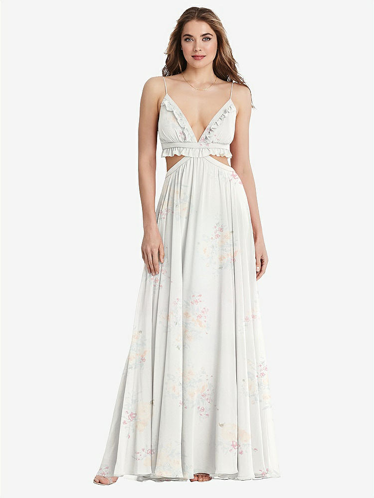 【STYLE: LB014】Ruffled Chiffon Cutout Maxi Dress - Jessie【COLOR: Spring Fling】