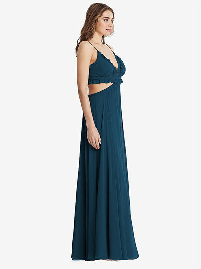 【NEW】【STYLE: LB014】フリル シフォン カットアウト マキシ ドレス  -  ジェシー【COLOR: Atlantic Blue】【SIZE: 00-30W】