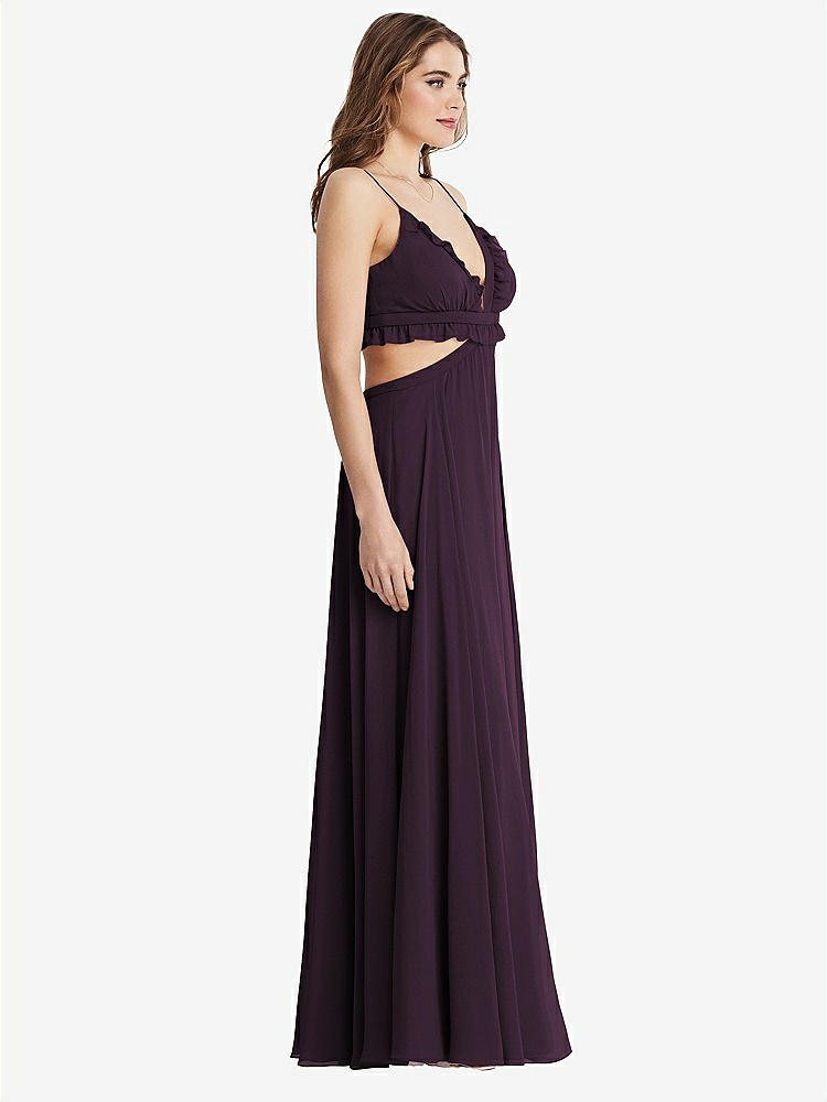 【NEW】【STYLE: LB014】フリル シフォン カットアウト マキシ ドレス  -  ジェシー【COLOR: Aubergine】【SIZE: 00-30W】