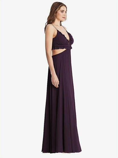 【NEW】【STYLE: LB014】フリル シフォン カットアウト マキシ ドレス  -  ジェシー【COLOR: Aubergine】【SIZE: 00-30W】
