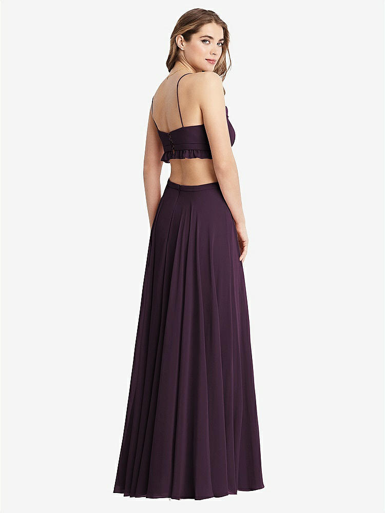 【NEW】【STYLE: LB014】フリル シフォン カットアウト マキシ ドレス  -  ジェシー【COLOR: Aubergine】【SIZE: 00-30W】
