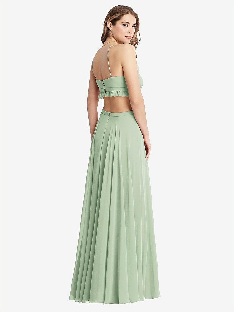 【STYLE: LB014】Ruffled Chiffon Cutout Maxi Dress - Jessie【COLOR: Celadon】