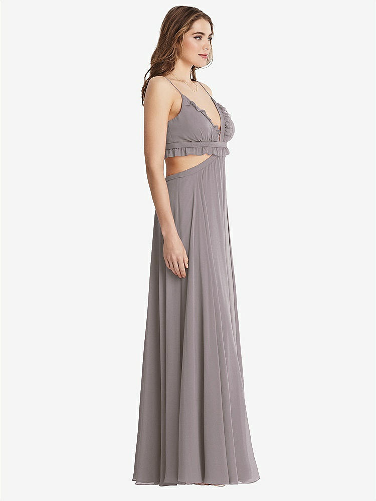 【NEW】【STYLE: LB014】フリル シフォン カットアウト マキシ ドレス  -  ジェシー【COLOR: Cashmere Gray】【SIZE: 00-30W】