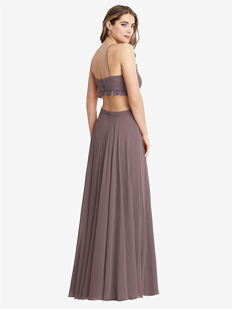 【STYLE: LB014】Ruffled Chiffon Cutout Maxi Dress - Jessie【COLOR: French Truffle】