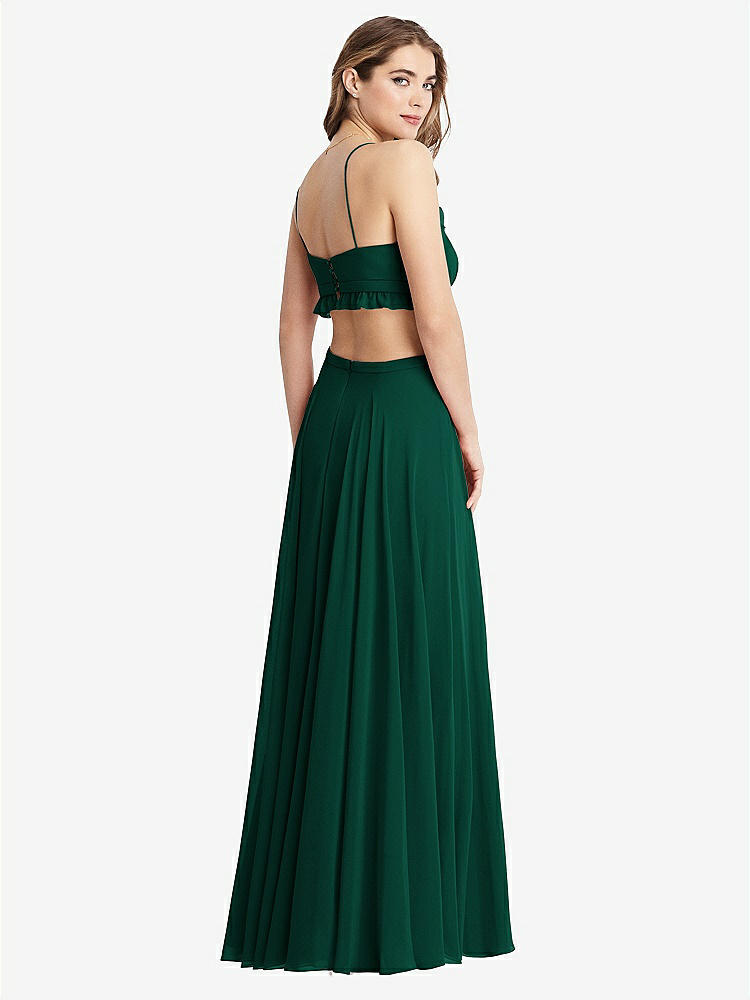 【STYLE: LB014】Ruffled Chiffon Cutout Maxi Dress - Jessie【COLOR: Hunter Green】