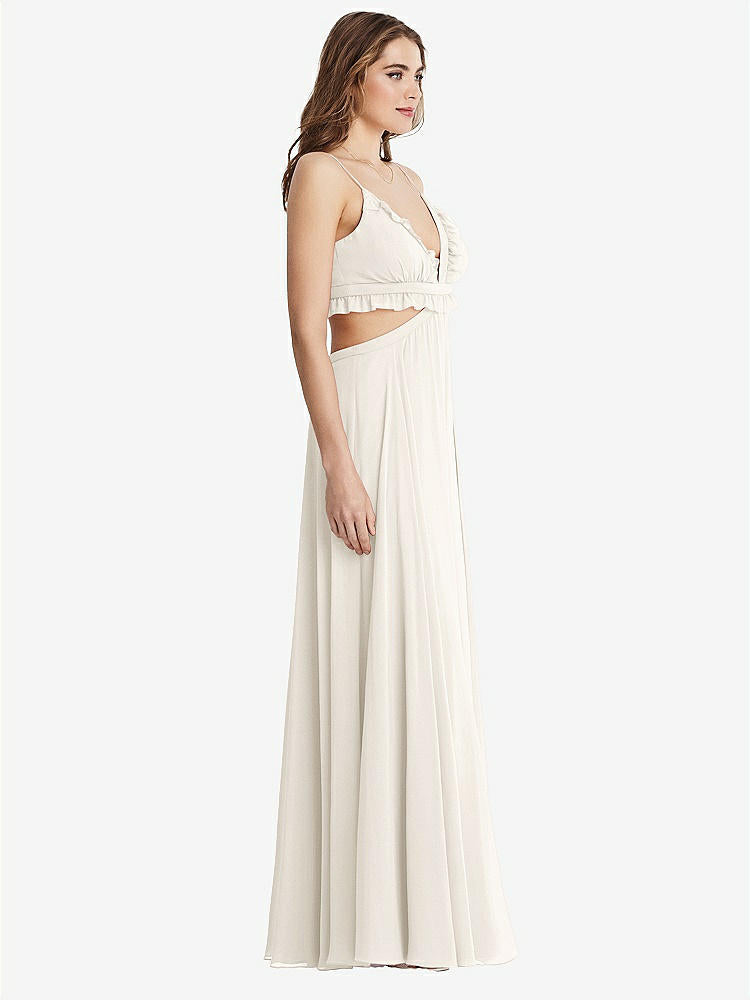 【STYLE: LB014】Ruffled Chiffon Cutout Maxi Dress - Jessie【COLOR: Ivory】