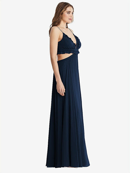 【NEW】【STYLE: LB014】フリル シフォン カットアウト マキシ ドレス  -  ジェシー【COLOR: Midnight Navy】【SIZE: 00-30W】