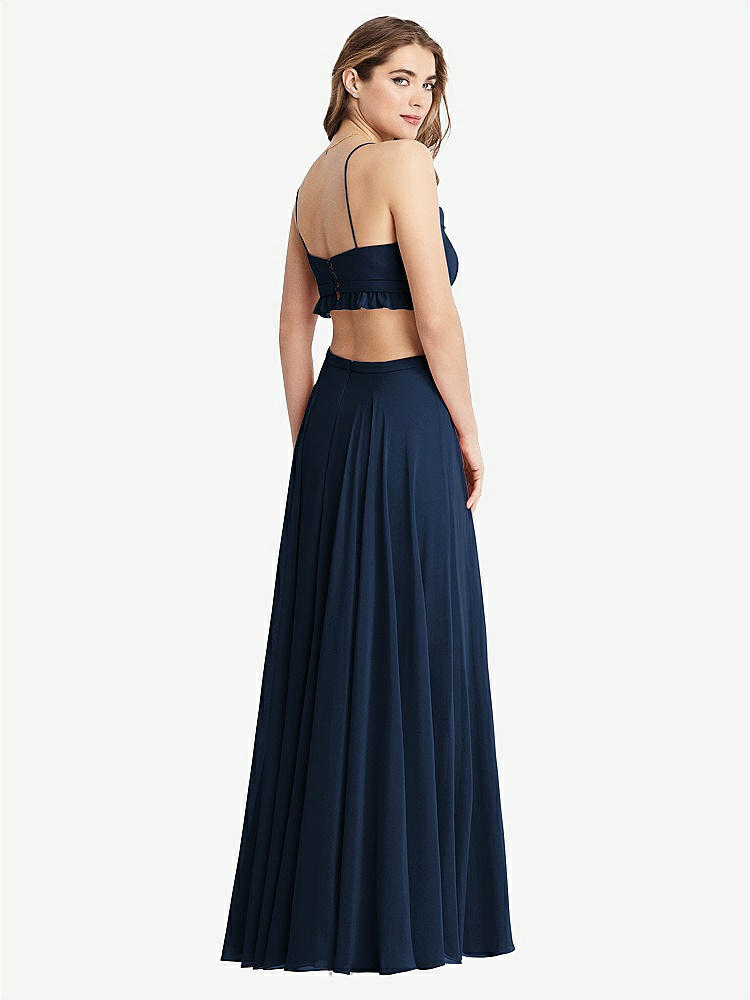 【STYLE: LB014】Ruffled Chiffon Cutout Maxi Dress - Jessie【COLOR: Midnight Navy】