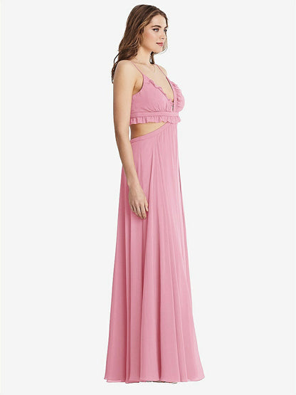 【NEW】【STYLE: LB014】フリル シフォン カットアウト マキシ ドレス  -  ジェシー【COLOR: Peony Pink】【SIZE: 00-30W】