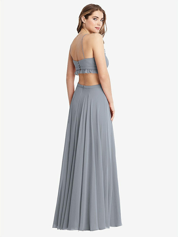 【STYLE: LB014】Ruffled Chiffon Cutout Maxi Dress - Jessie【COLOR: Platinum】