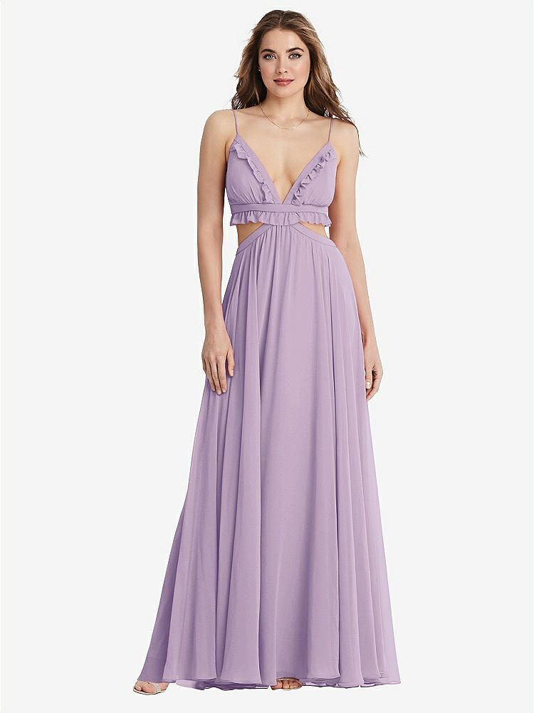 【STYLE: LB014】Ruffled Chiffon Cutout Maxi Dress - Jessie【COLOR: Pale Purple】