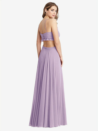 【NEW】【STYLE: LB014】フリル シフォン カットアウト マキシ ドレス  -  ジェシー【COLOR: Pale Purple】【SIZE: 00-30W】