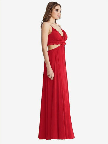【NEW】【STYLE: LB014】フリル シフォン カットアウト マキシ ドレス  -  ジェシー【COLOR: Parisian Red】【SIZE: 00-30W】