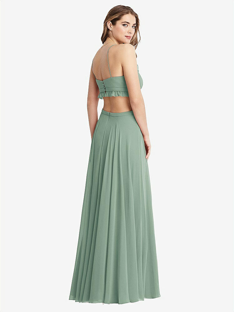 【STYLE: LB014】Ruffled Chiffon Cutout Maxi Dress - Jessie【COLOR: Seagrass】