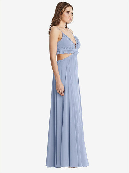 【NEW】【STYLE: LB014】フリル シフォン カットアウト マキシ ドレス  -  ジェシー【COLOR: Sky Blue】【SIZE: 00-30W】