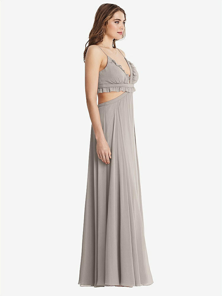 【NEW】【STYLE: LB014】フリル シフォン カットアウト マキシ ドレス  -  ジェシー【COLOR: Taupe】【SIZE: 00-30W】
