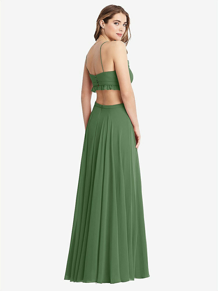 【STYLE: LB014】Ruffled Chiffon Cutout Maxi Dress - Jessie【COLOR: Vineyard Green】