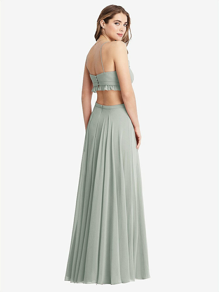 【STYLE: LB014】Ruffled Chiffon Cutout Maxi Dress - Jessie【COLOR: Willow Green】