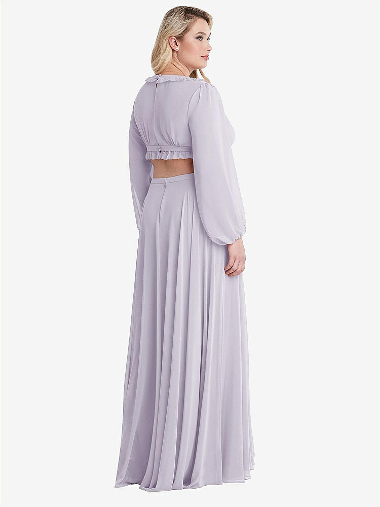 【STYLE: LB015】Bishop Sleeve Ruffled Chiffon Cutout Maxi Dress - Harlow 【COLOR: Moondance】