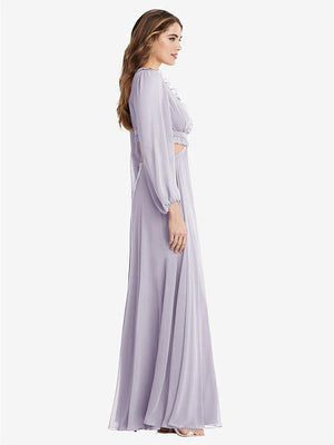 【STYLE: LB015】Bishop Sleeve Ruffled Chiffon Cutout Maxi Dress - Harlow 【COLOR: Moondance】
