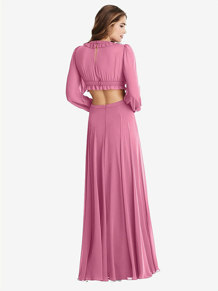 【NEW】【STYLE: LB015】ビショップ 袖 フリル シフォン カットアウト マキシ ドレス  -  ハーロー 【COLOR: Orchid Pink】【SIZE: 00-30W】