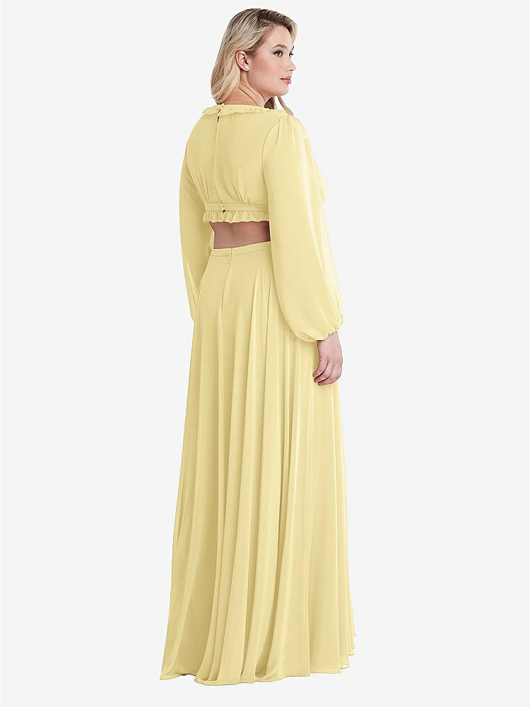【STYLE: LB015】Bishop Sleeve Ruffled Chiffon Cutout Maxi Dress - Harlow 【COLOR: Pale Yellow】