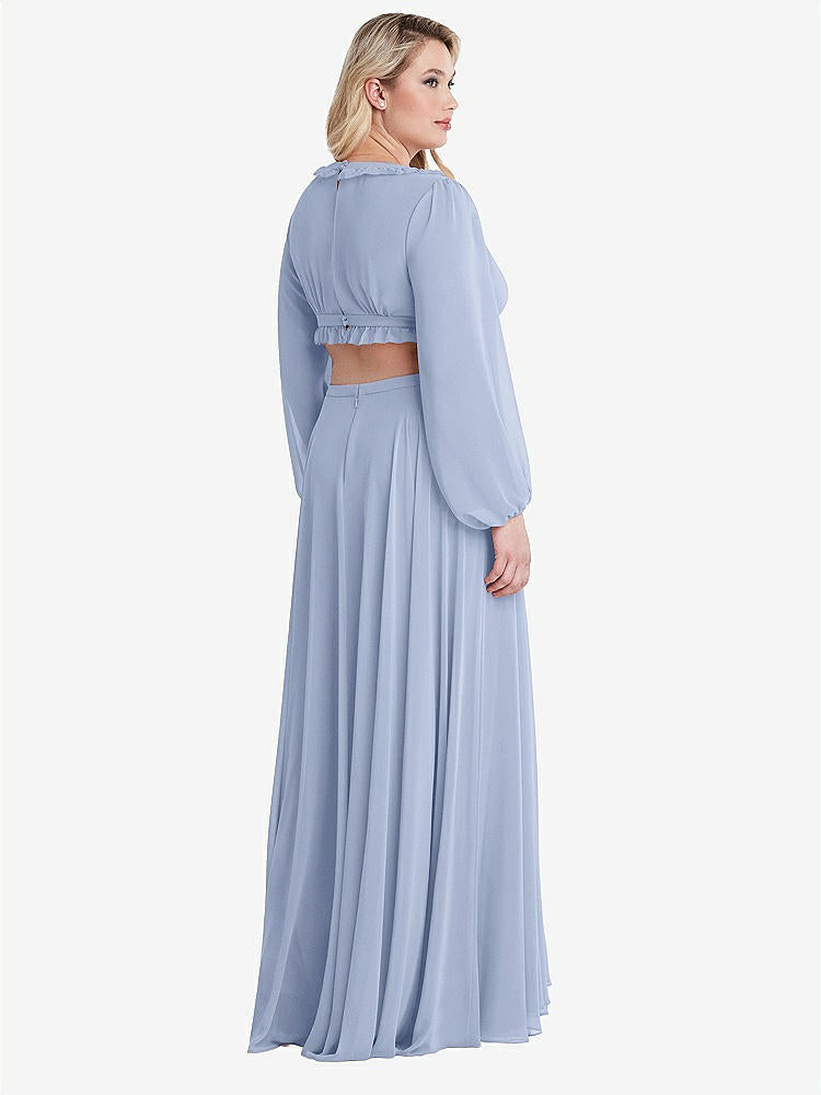 【STYLE: LB015】Bishop Sleeve Ruffled Chiffon Cutout Maxi Dress - Harlow 【COLOR: Sky Blue】
