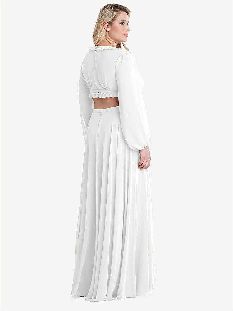 【STYLE: LB015】Bishop Sleeve Ruffled Chiffon Cutout Maxi Dress - Harlow 【COLOR: White】