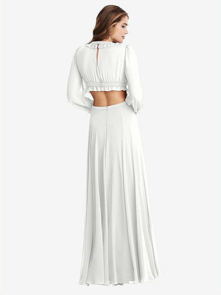 【STYLE: LB015】Bishop Sleeve Ruffled Chiffon Cutout Maxi Dress - Harlow 【COLOR: White】