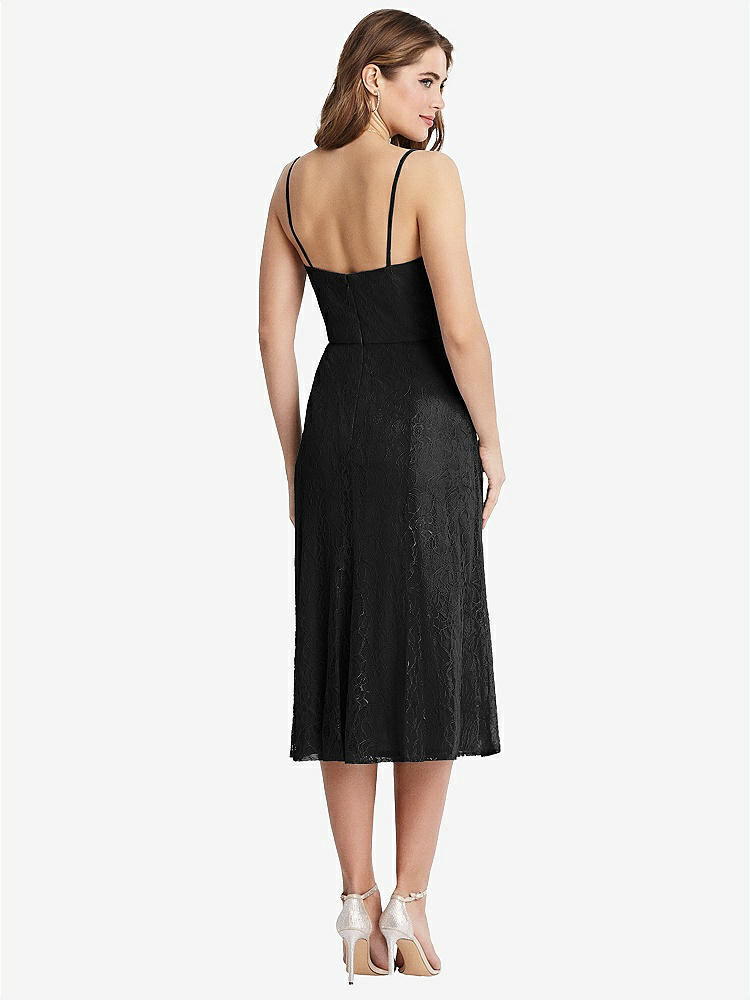【STYLE: 1533】Lace Bustier Midi Dress with Spaghetti Straps【COLOR: Black】