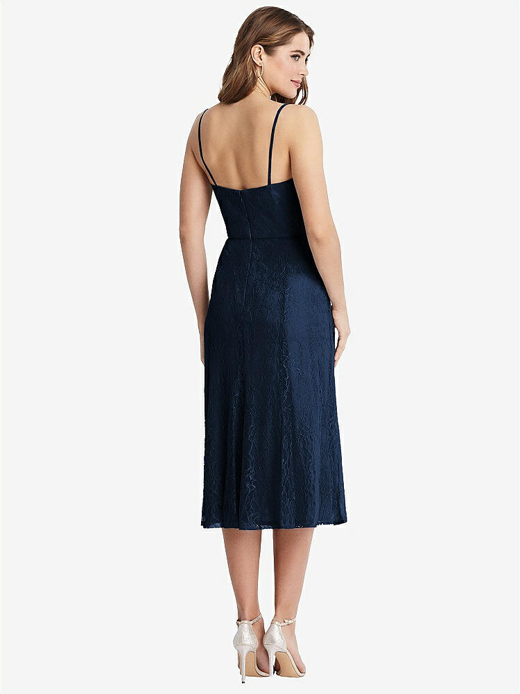 【STYLE: 1533】Lace Bustier Midi Dress with Spaghetti Straps【COLOR: Midnight Navy】