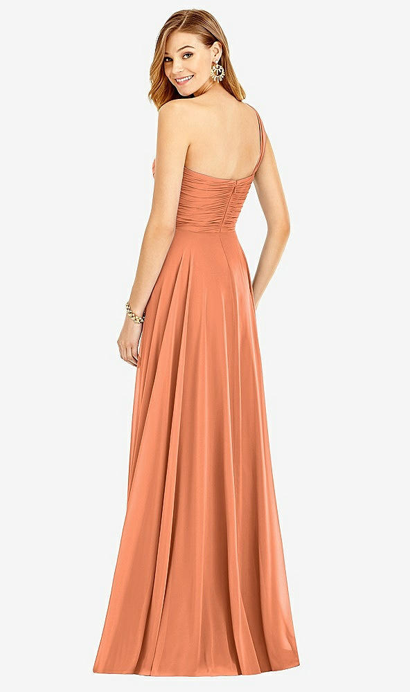 【STYLE: TH025】One-Shoulder Draped Chiffon Maxi Dress - Dani【COLOR: Sweet Melon】