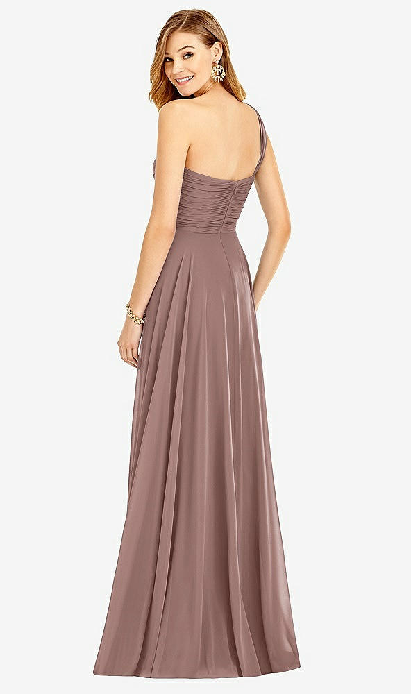 【STYLE: TH025】One-Shoulder Draped Chiffon Maxi Dress - Dani【COLOR: Sienna】