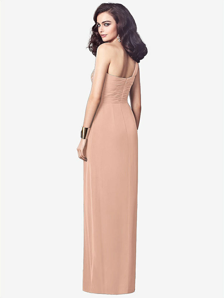 【NEW】【STYLE: TH027】ワンショルダー ドレープ マキシ ドレス 前面 スリット  -  aeroryn【COLOR: Pale Peach】【SIZE: 00-30W】