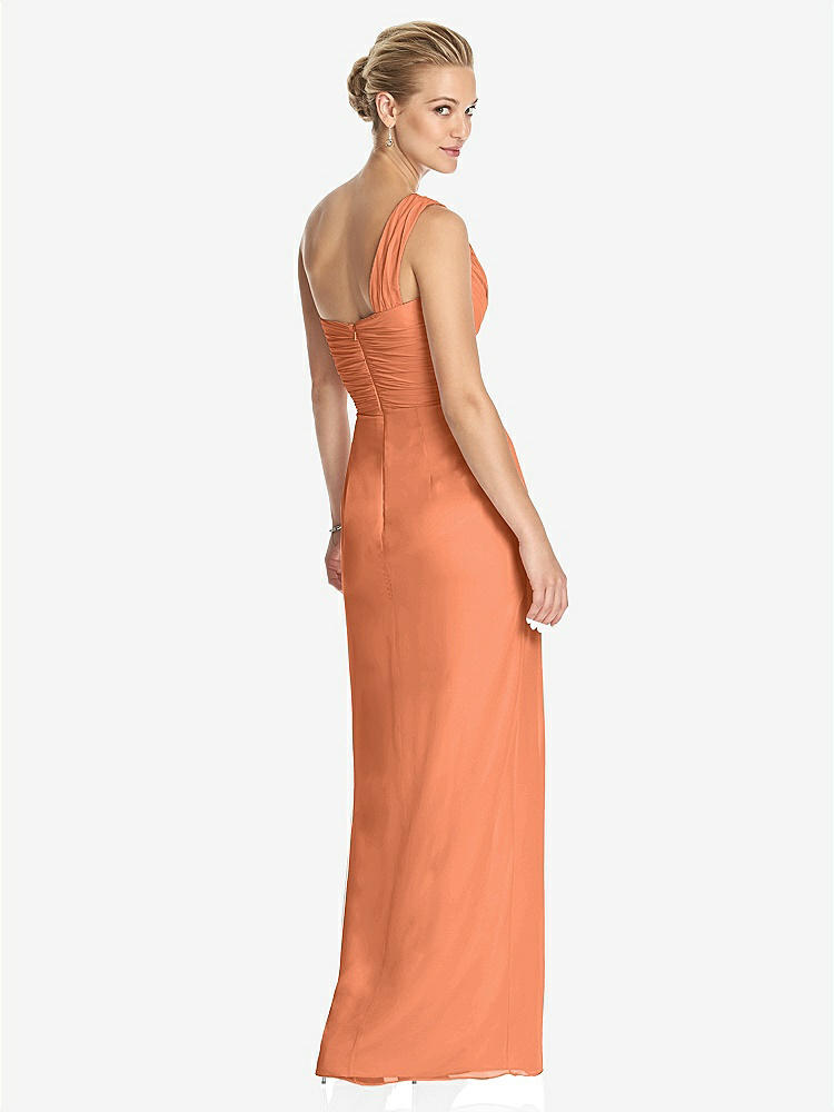 【STYLE: TH027】One-Shoulder Draped Maxi Dress with Front Slit - Aeryn【COLOR: Sweet Melon】