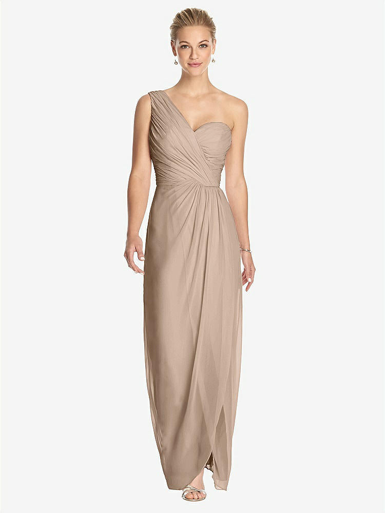 【STYLE: TH027】One-Shoulder Draped Maxi Dress with Front Slit - Aeryn【COLOR: Topaz】
